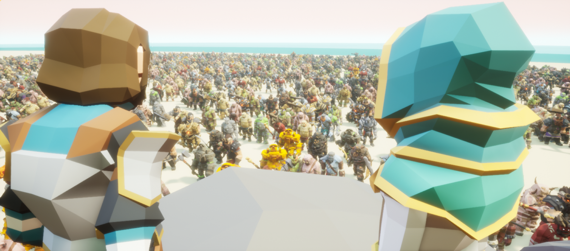 A large crowd simulation running on Reactor. Each character is a fully networked physics entity.